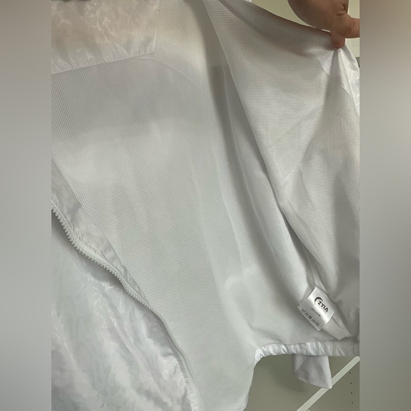 Zyia Women’s Front Zip Long Sleeve White Bomber Windbreaker Jacket Large - Picture 10 of 12